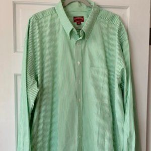 NWOT Rochester Men's 3XT Non-Iron Button Down Green Stripe Long Sleeve Shirt
